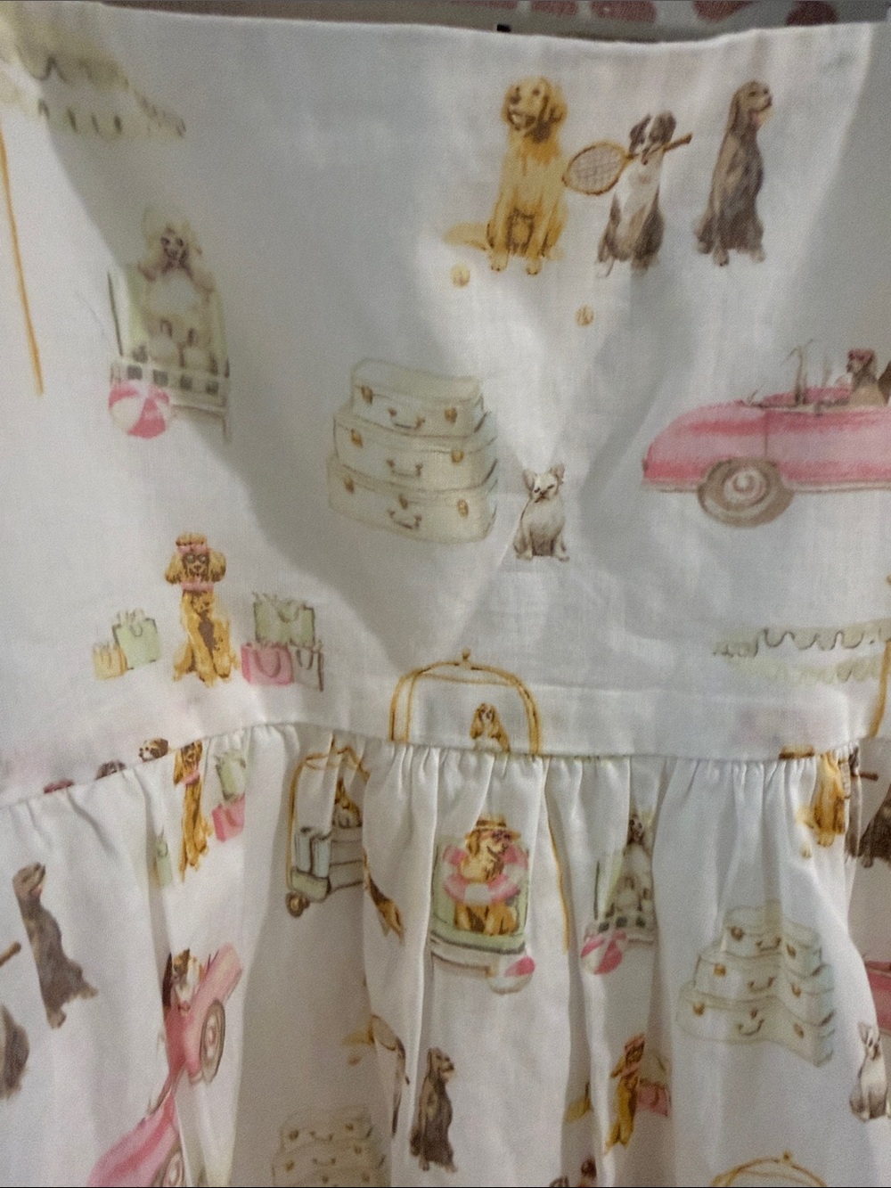 Janie and Jack White  GRAY MALIN  Dress with Pink & Gold Travel Motif - Picture 3 of 6